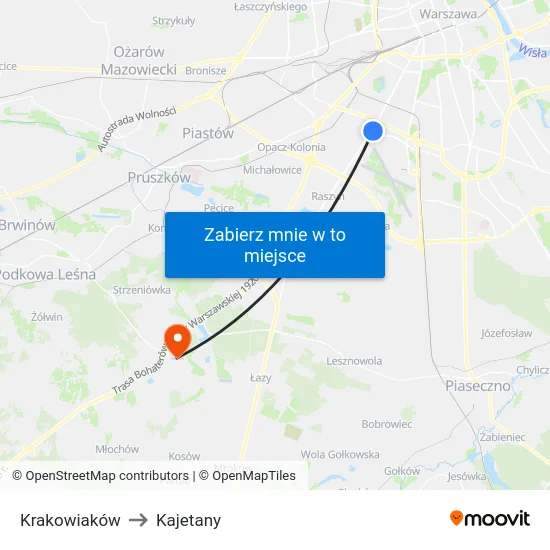 Krakowiaków to Kajetany map