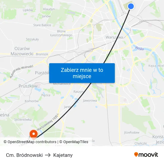 Cm. Bródnowski to Kajetany map