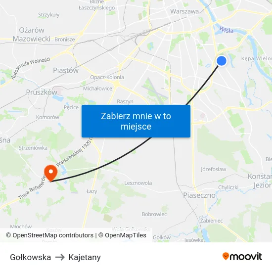 Gołkowska to Kajetany map