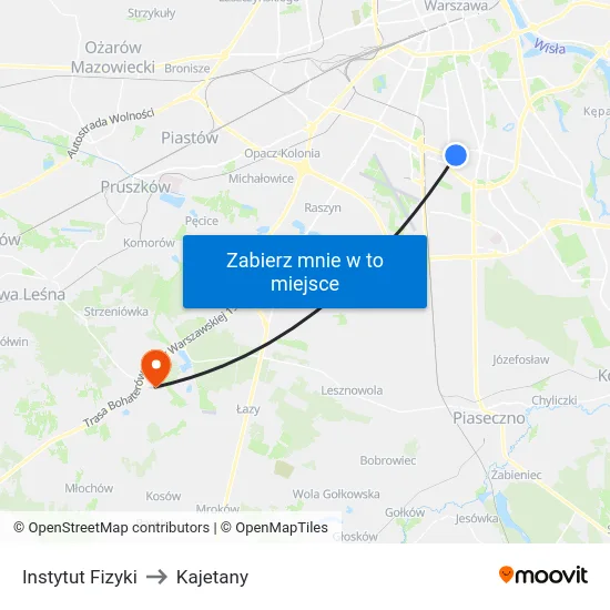 Instytut Fizyki to Kajetany map