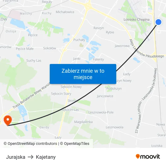 Jurajska to Kajetany map