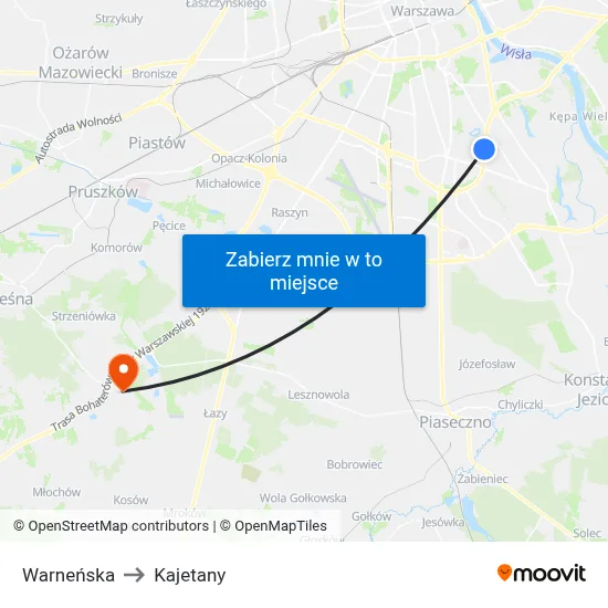 Warneńska to Kajetany map