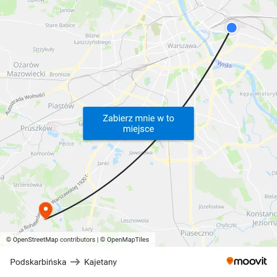 Podskarbińska to Kajetany map