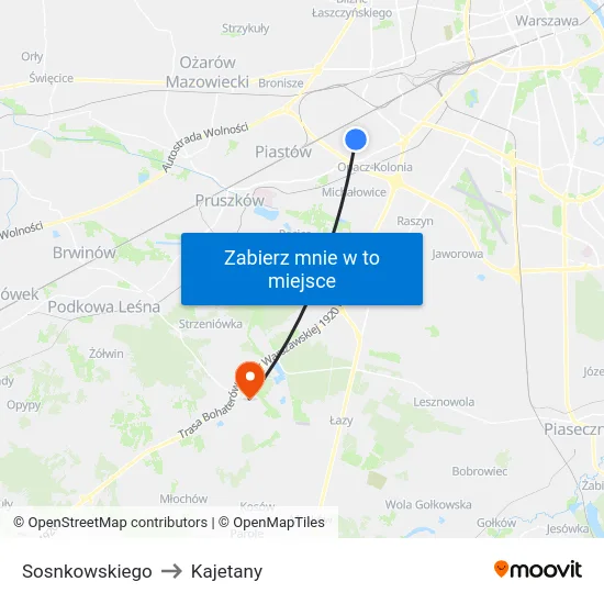 Sosnkowskiego to Kajetany map