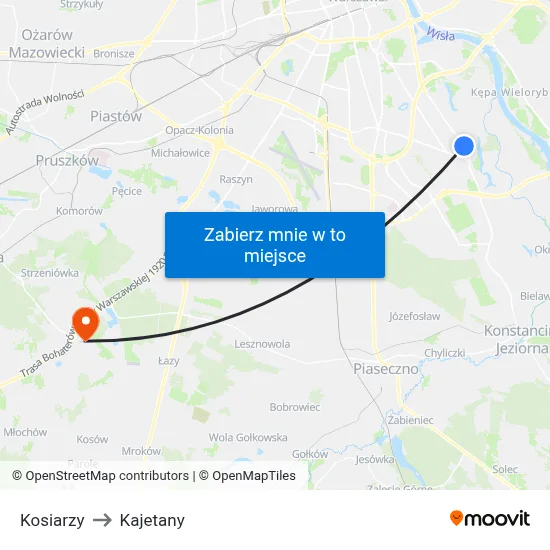 Kosiarzy to Kajetany map