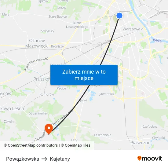 Powązkowska to Kajetany map