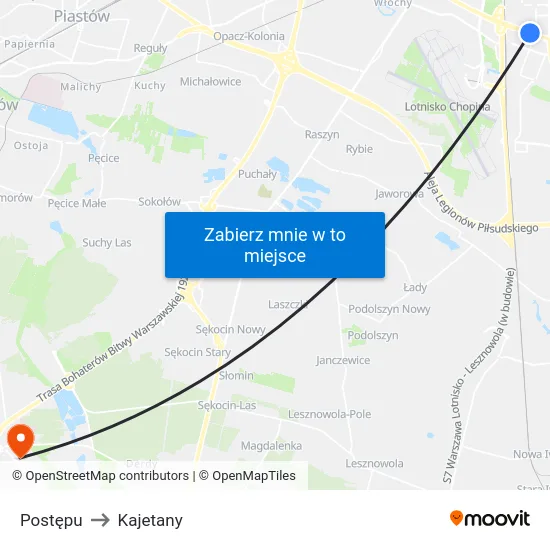 Postępu to Kajetany map