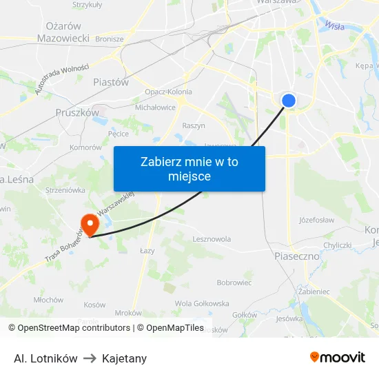 Al. Lotników to Kajetany map