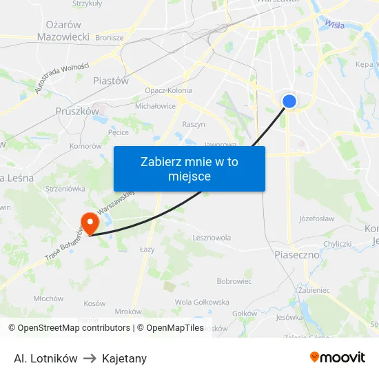 Al. Lotników to Kajetany map
