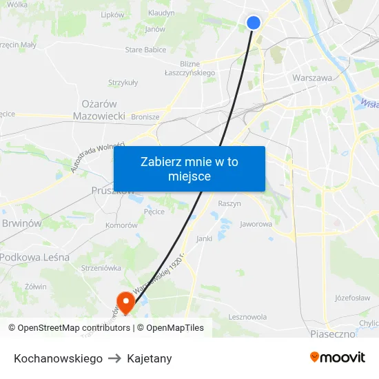 Kochanowskiego to Kajetany map