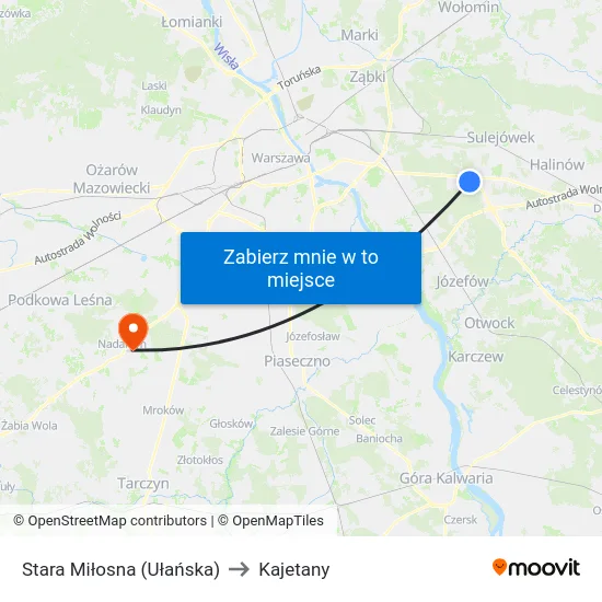 Stara Miłosna (Ułańska) to Kajetany map