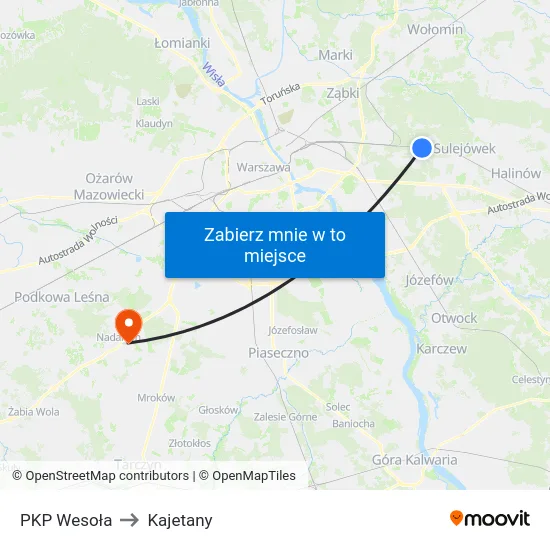 PKP Wesoła to Kajetany map