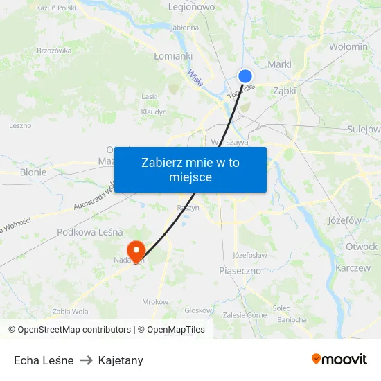 Echa Leśne to Kajetany map