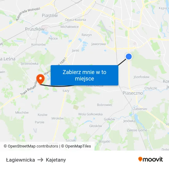 Łagiewnicka to Kajetany map