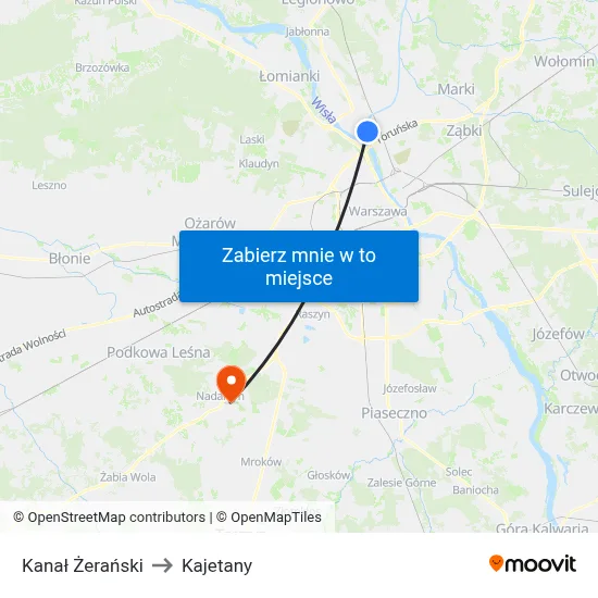 Kanał Żerański to Kajetany map