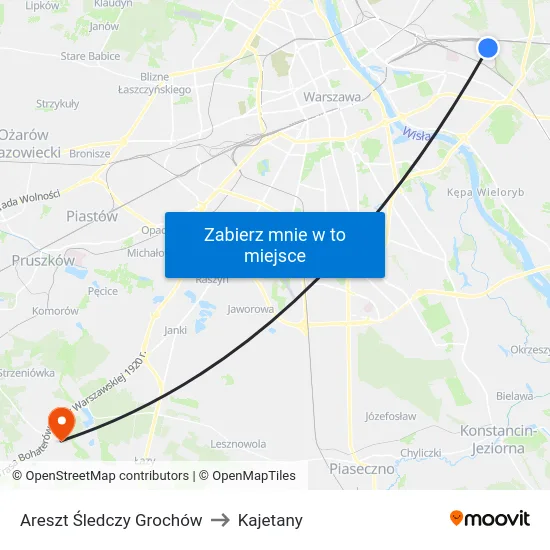 Areszt Śledczy Grochów to Kajetany map