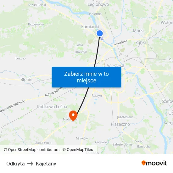 Odkryta to Kajetany map