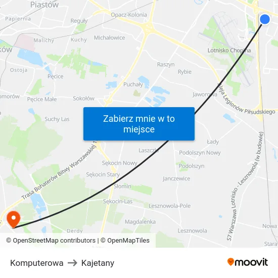 Komputerowa to Kajetany map