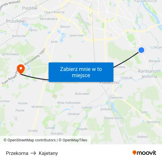 Przekorna to Kajetany map