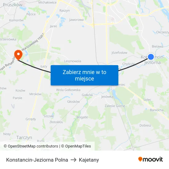 Konstancin-Jeziorna Polna to Kajetany map