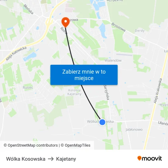 Wólka Kosowska to Kajetany map