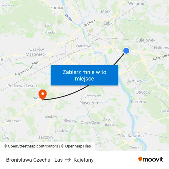 Bronisława Czecha - Las to Kajetany map