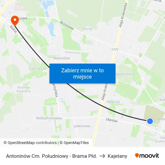 Antoninów Cm. Południowy - Brama Płd. to Kajetany map