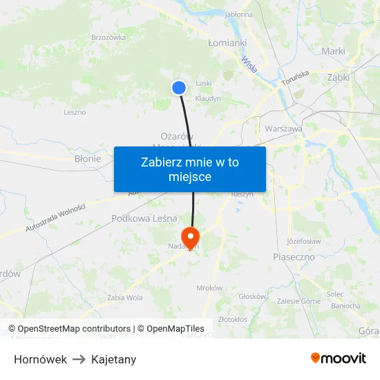 Hornówek to Kajetany map