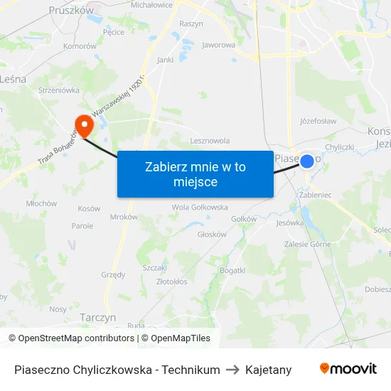 Piaseczno Chyliczkowska - Technikum to Kajetany map