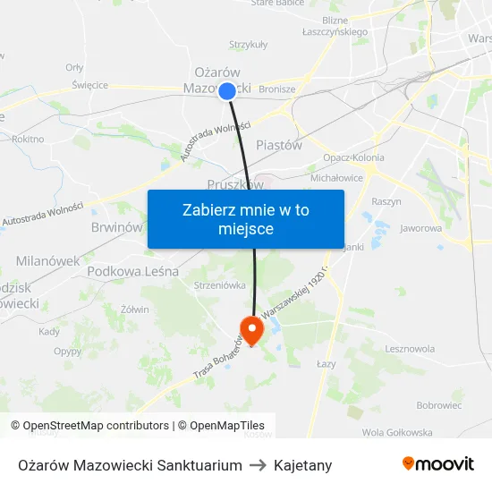 Ożarów Mazowiecki Sanktuarium to Kajetany map