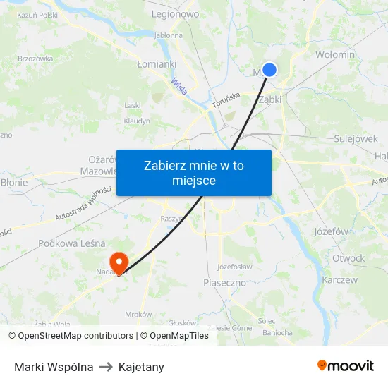 Marki Wspólna to Kajetany map