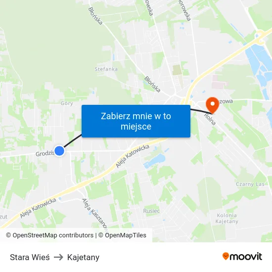 Stara Wieś to Kajetany map