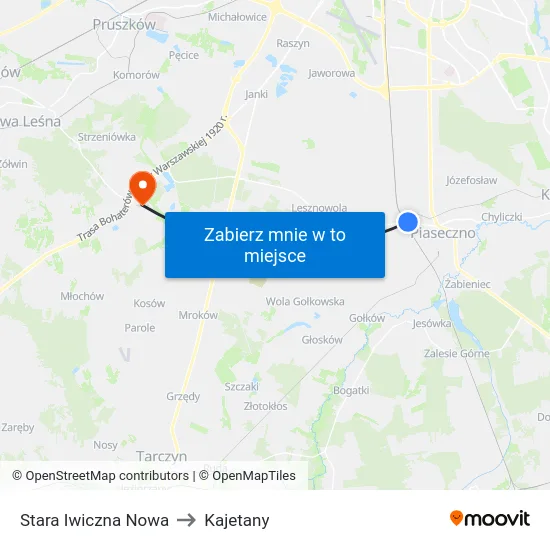 Stara Iwiczna Nowa to Kajetany map