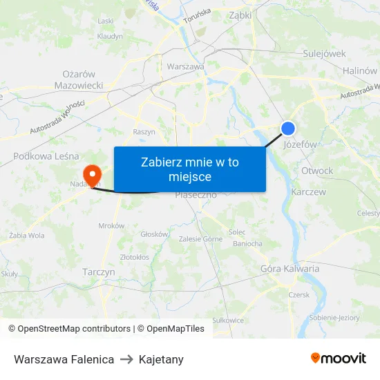 Warszawa Falenica to Kajetany map