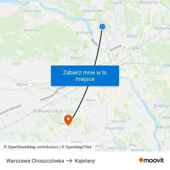 Warszawa Choszczówka to Kajetany map