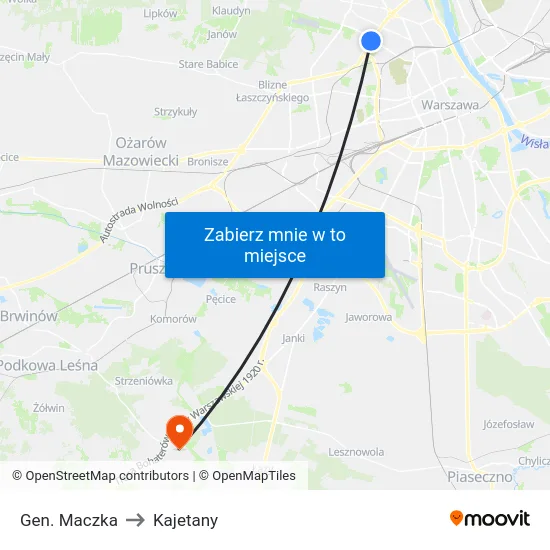 Gen. Maczka to Kajetany map