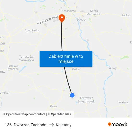 136. Dworzec Zachodni to Kajetany map