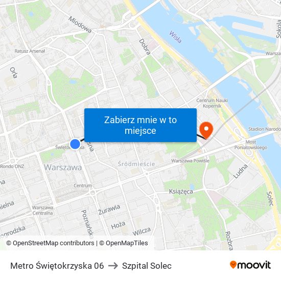 Metro Świętokrzyska 06 to Szpital Solec map