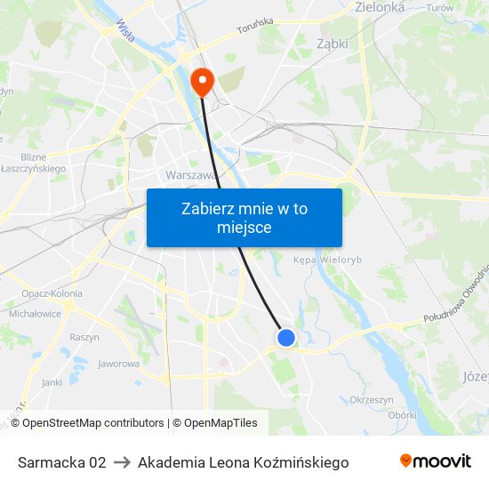 Sarmacka to Akademia Leona Koźmińskiego map