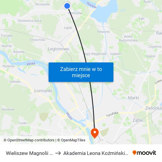 Wieliszew Magnolii 01 to Akademia Leona Koźmińskiego map