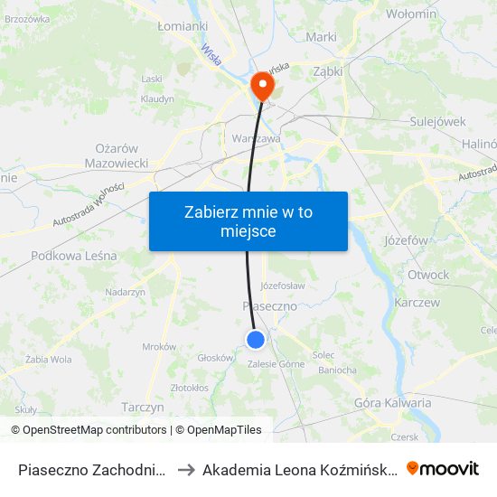 Wólka Kozodawska Zachodnia to Akademia Leona Koźmińskiego map