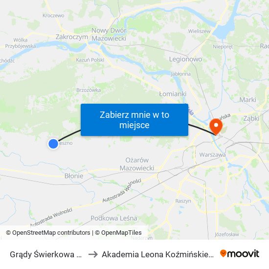 Grądy Świerkowa 02 to Akademia Leona Koźmińskiego map