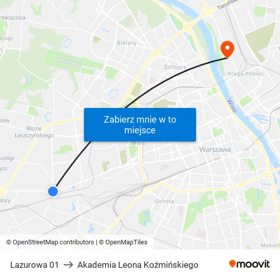 Lazurowa 01 to Akademia Leona Koźmińskiego map