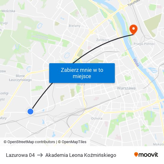 Lazurowa 04 to Akademia Leona Koźmińskiego map