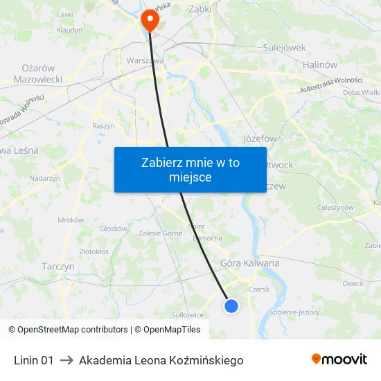 Linin 01 to Akademia Leona Koźmińskiego map