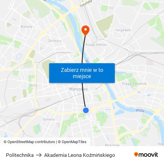 Politechnika to Akademia Leona Koźmińskiego map