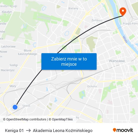 Keniga 01 to Akademia Leona Koźmińskiego map