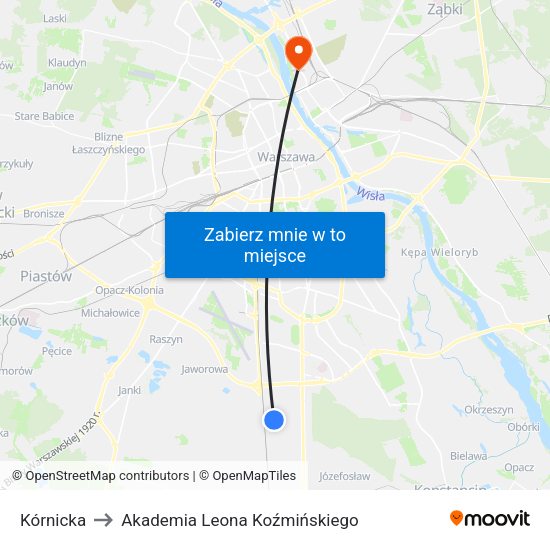 Kórnicka to Akademia Leona Koźmińskiego map