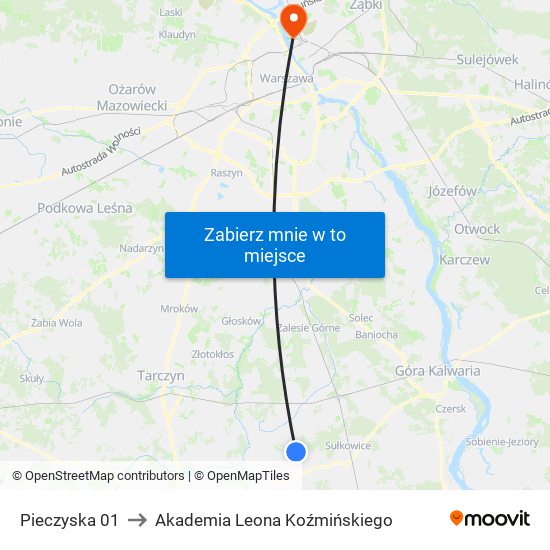 Pieczyska 01 to Akademia Leona Koźmińskiego map