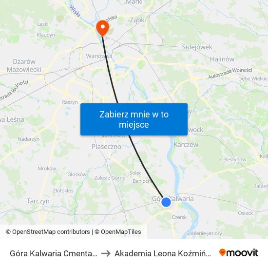 Góra Kalwaria Cmentarz to Akademia Leona Koźmińskiego map